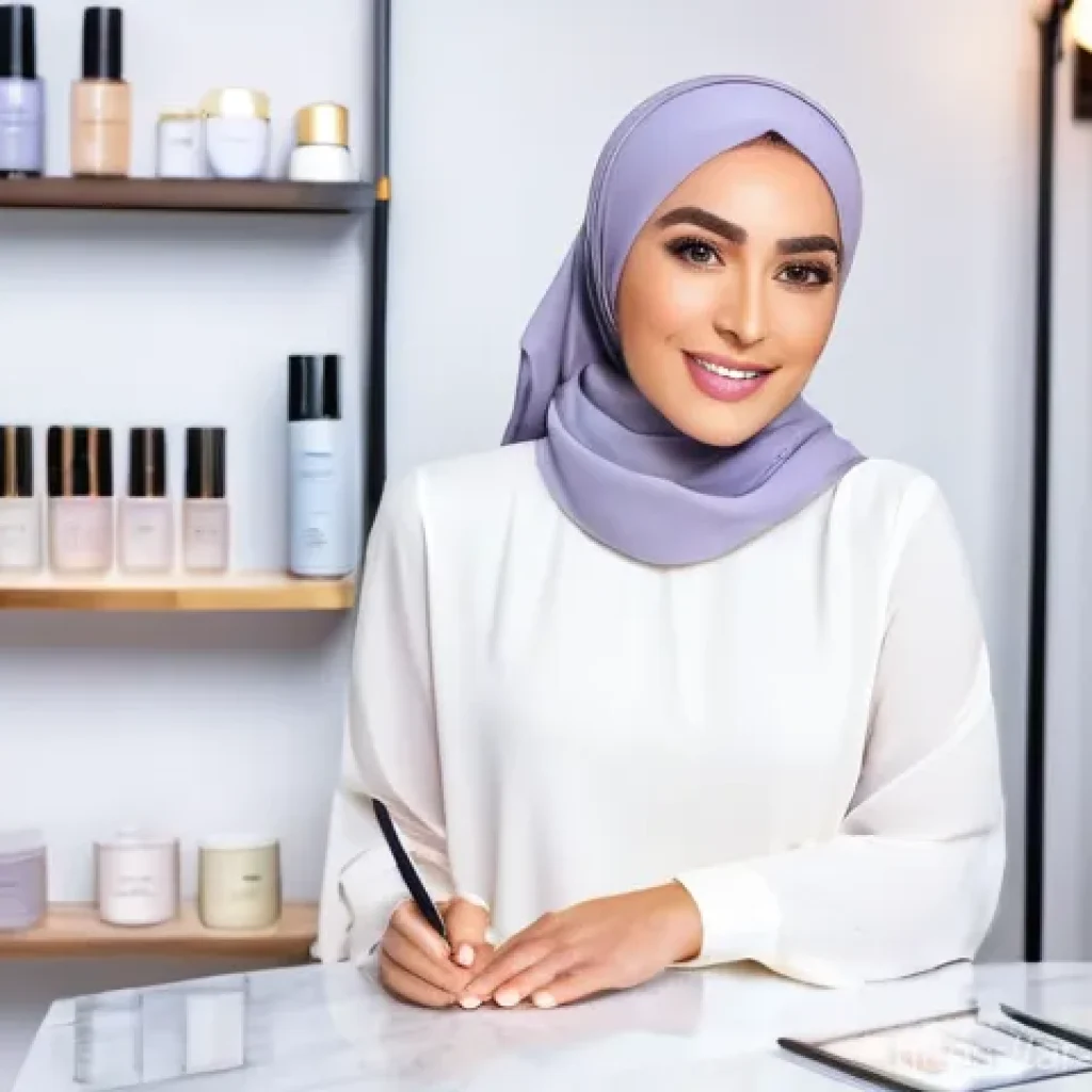 피부관리사의 개인 브랜드 구축 전략 - **Prompt 1: The Empowered Arab Beauty Expert**
    A confident and radiant Arab woman, a beauty expe...
