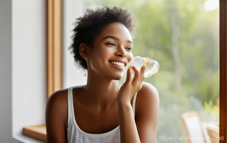 피부관리사의 실습에서 배운 사례 - **Prompt:** "A radiant woman, around 30 years old, with healthy, glowing skin, captured in the act o...