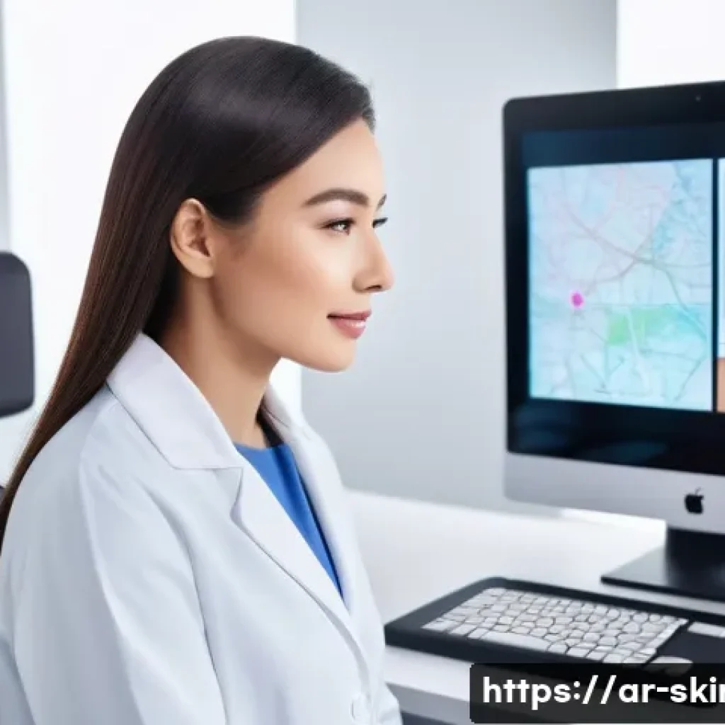 피부관리사의 최신 기술 도입 사례 - **Prompt: AI-Powered Skin Analysis for Personalized Beauty Routine**
    "A clean and well-lit moder...