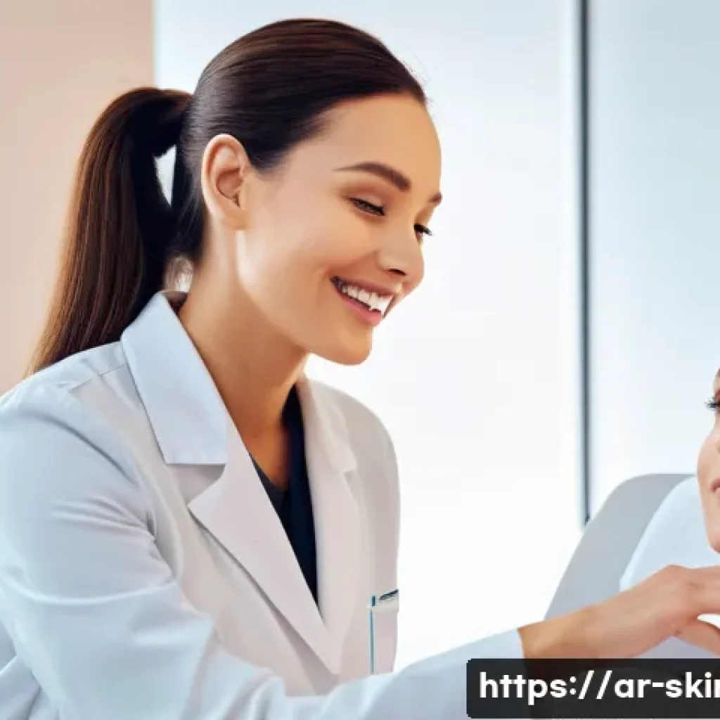 피부관리사의 시험 준비 과정에서 배우는 것 - **Skincare Consultation and Analysis:** A professional female aesthetician, wearing a clean, light-c...