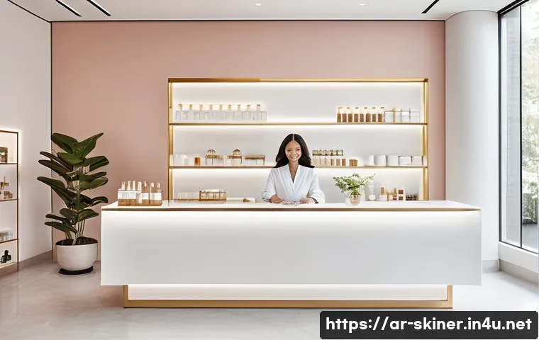 피부관리사의 클리닉에서의 일과 사례 - **Morning Ritual of Elegance:**
    A serene and impeccably clean modern skincare clinic in the earl...