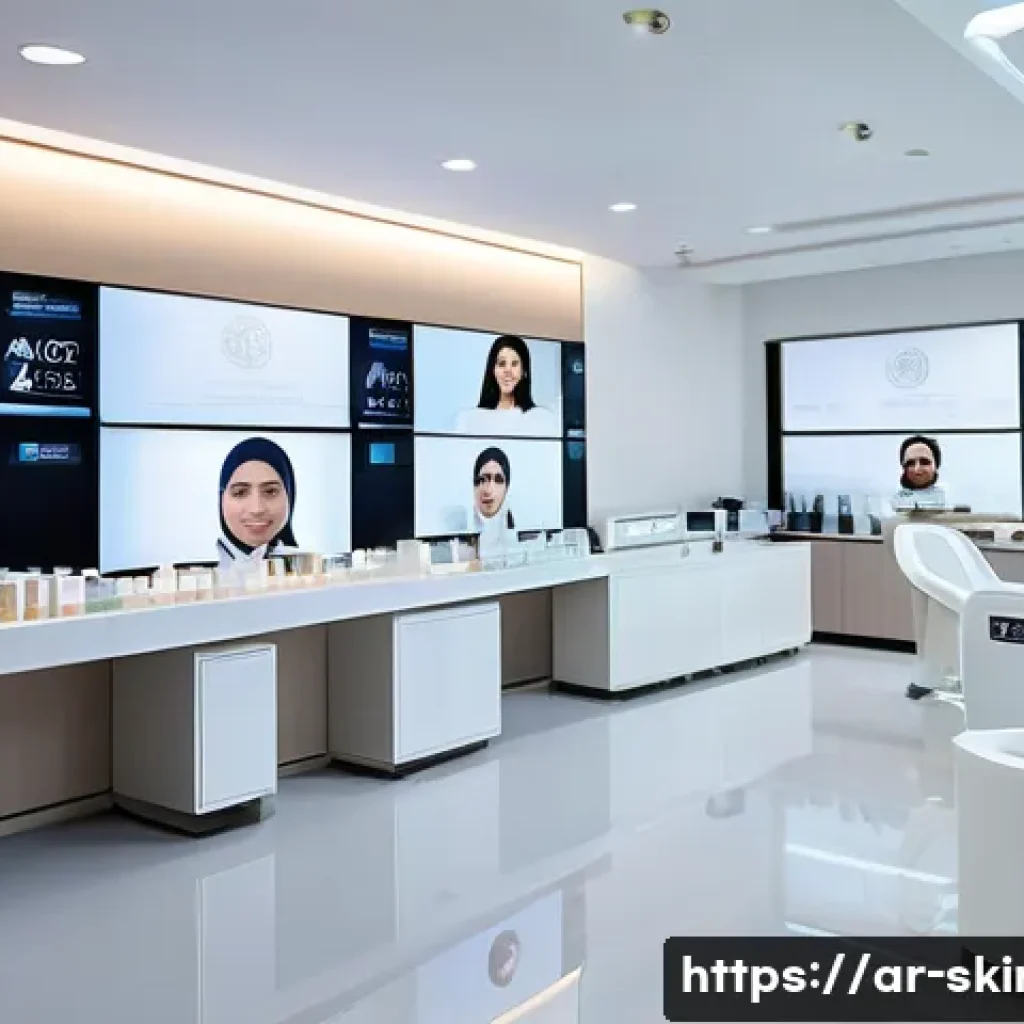 피부관리사의 글로벌 자격증 취득 팁 - A professional skincare training center in a modern Middle Eastern setting, featuring a diverse grou...