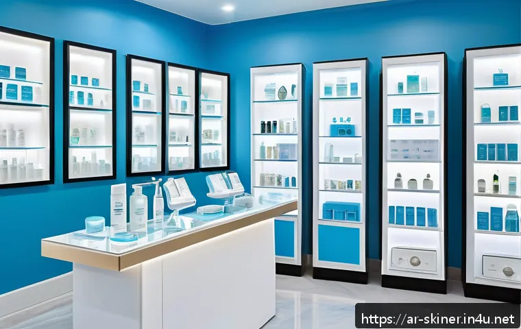 피부관리사의 창업 준비 사례 - A modern skincare clinic interior located in a bustling Middle Eastern city, featuring serene light ...