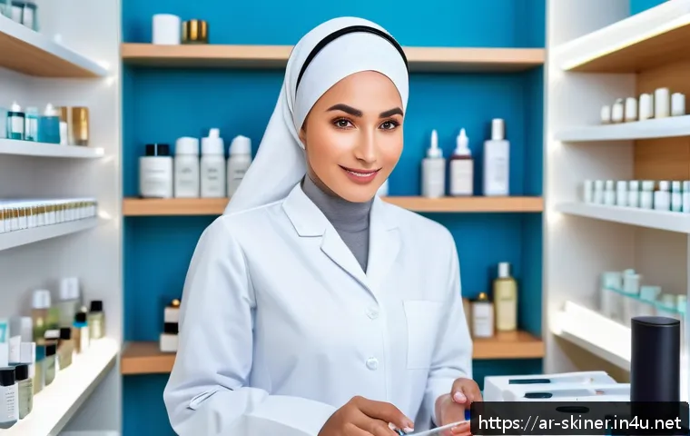피부관리사의 커리어 로드맵 작성법 - A professional skincare specialist in a modern clinic setting, examining different skin types with a...